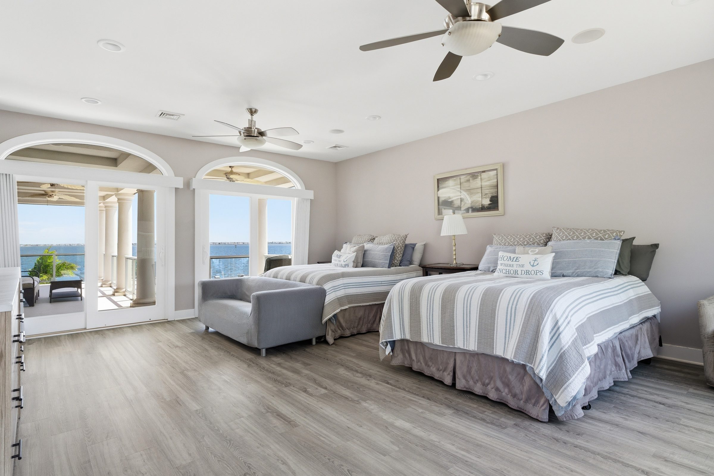 secondary bedroom with waterfront views