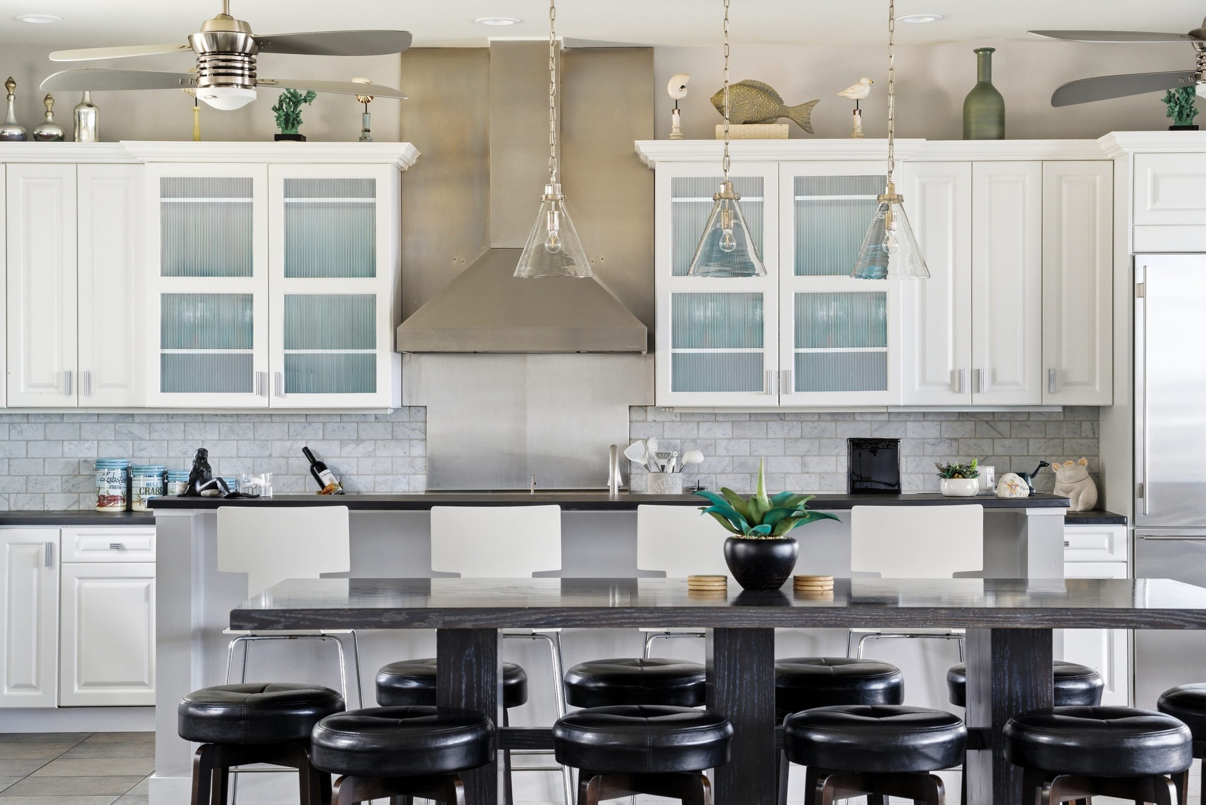 guest house living area with coastal-inspired furnishings